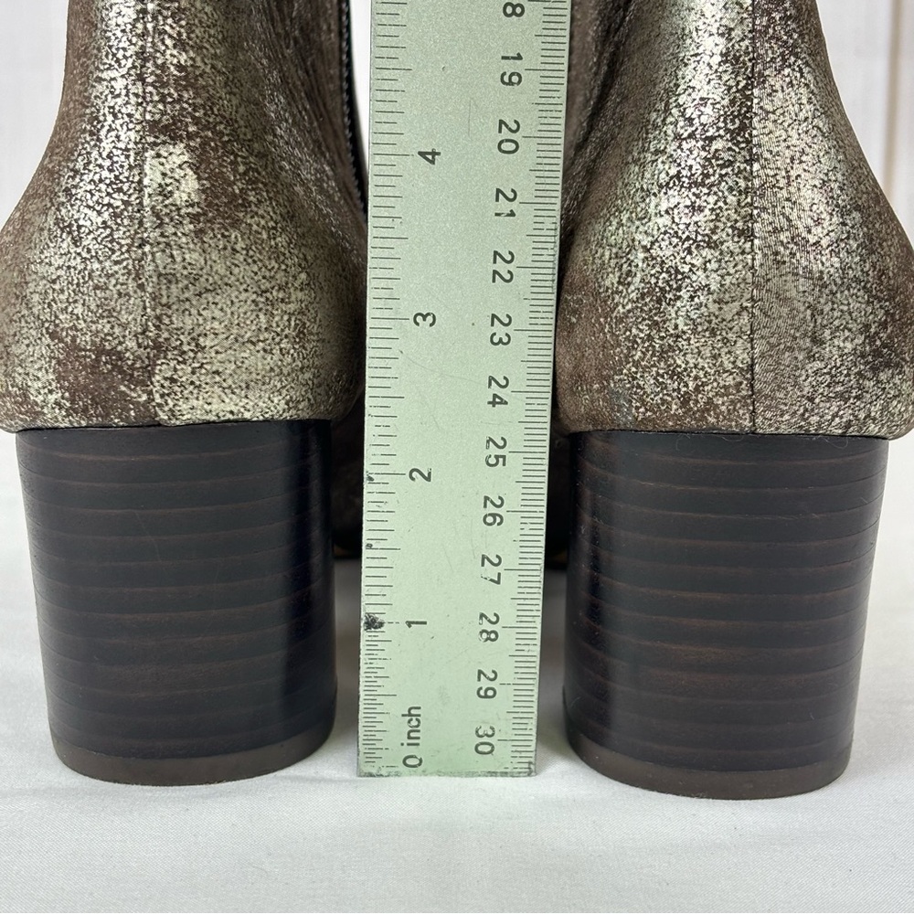 Kenneth Cole Ankle Boots Distressed Brown Silver Metallic Chunky Heel Size 8.5 - Picture 16 of 16